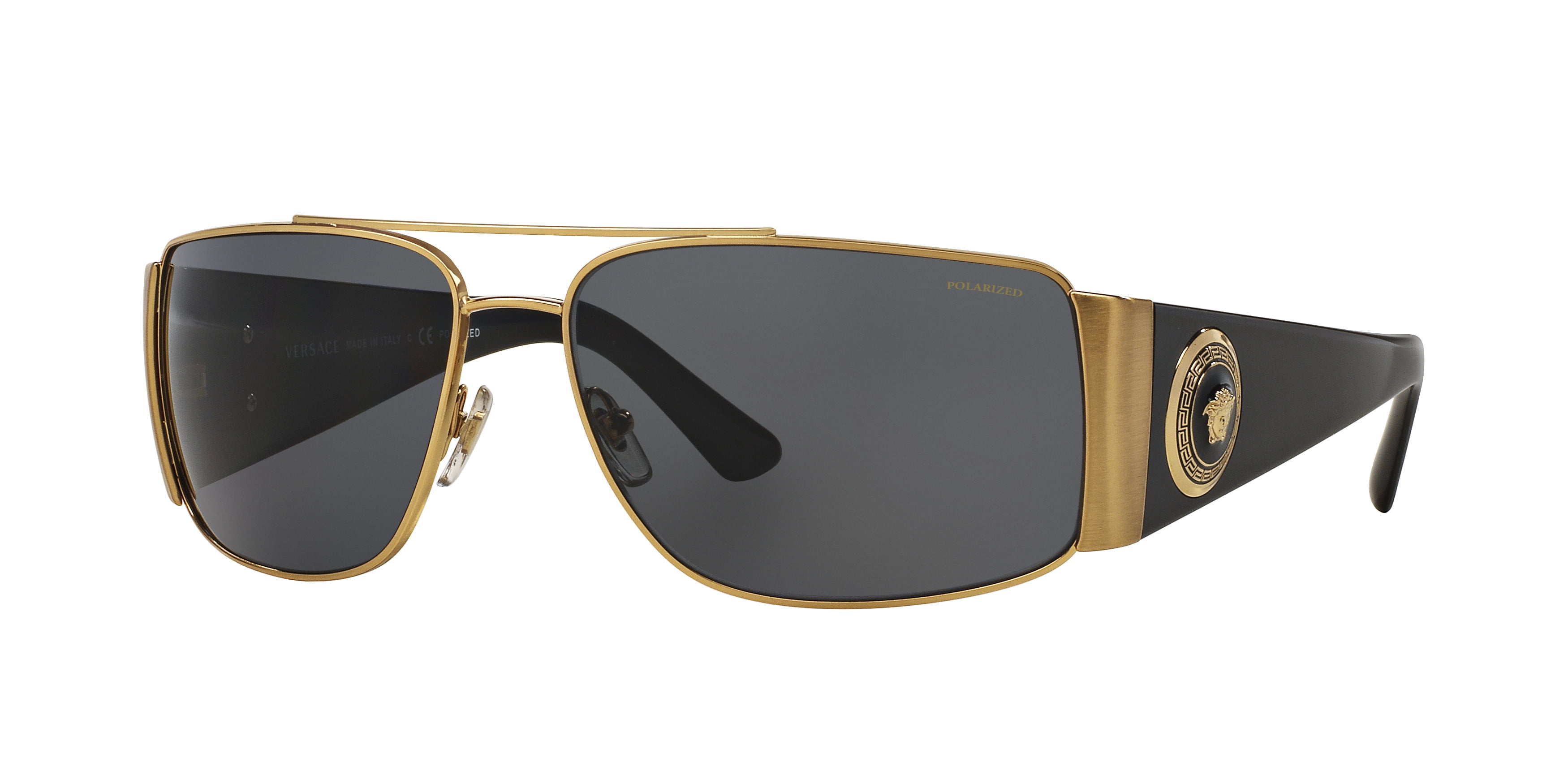 Versace Unisex Aviator Sunglasses VE 2163, Polarized, Gold Metal