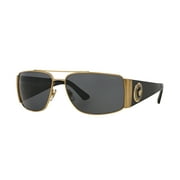 VERSACE VE 2163 Metal Unisex Aviator Polarized Sunglasses Gold 63mm Adult