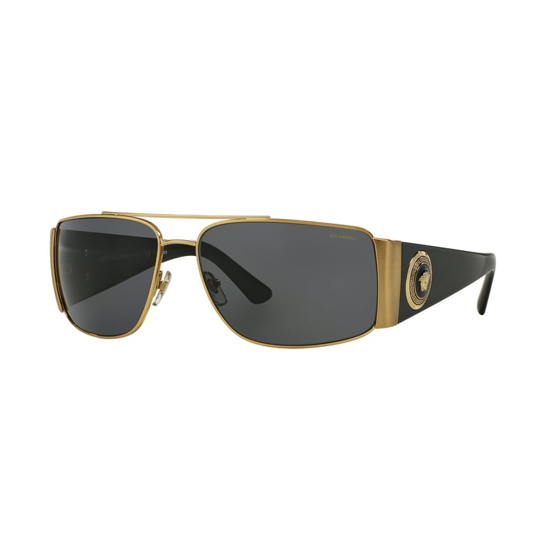 Versace Unisex Aviator Sunglasses VE 2163, Polarized, Gold Metal