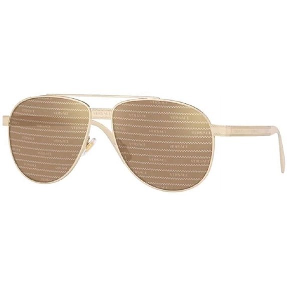 Versace VE2209 1252V3 58M Pale Gold/Brown Tamp Versace Silver Gold Phantos Sunglasses For Men+FREE Complimentary Eyewear Care Kit