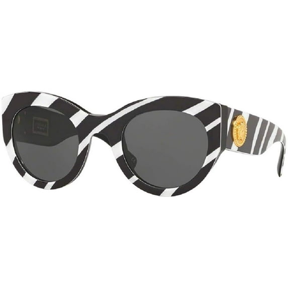 Versace VE4353 531387 51M Zebra White/Black/Grey Cat Eye Sunglasses For Men For Women+FREE Complimentary Eyewear Care Kit