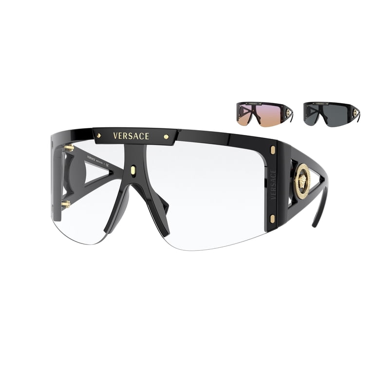 Versace Womens Shield Sunglasses VE 4393 Black Plastic Frame 46mm