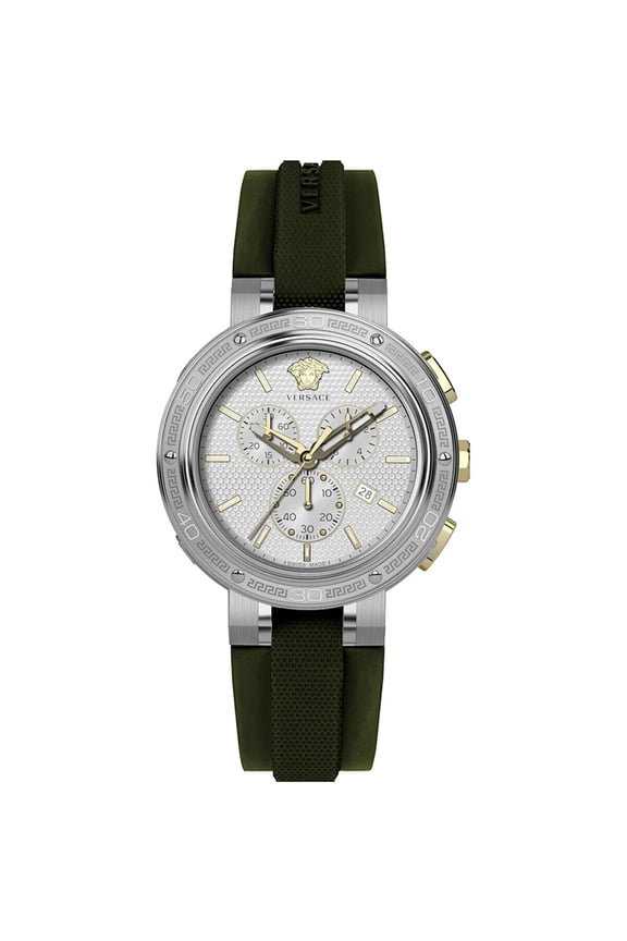 Versace Men's V-Extreme Pro Chronograph With Textured Silver Dial And Greek Key Bezel Not Applicable