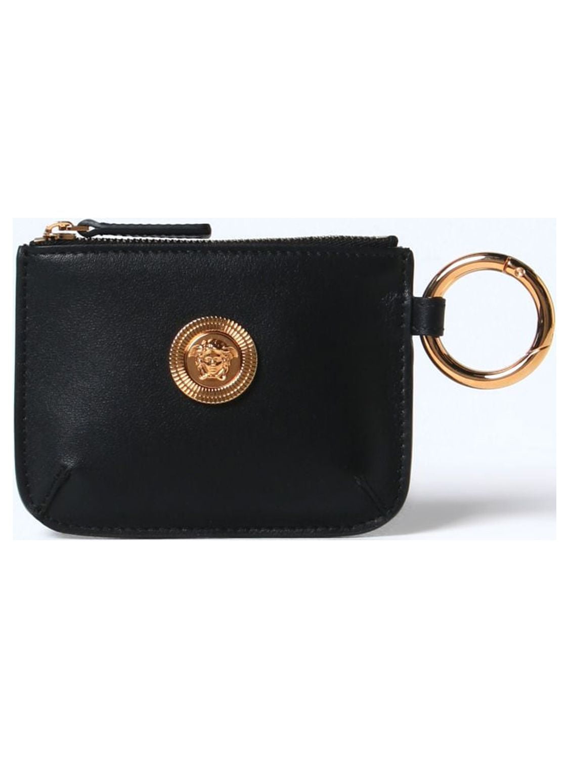 VERSACE: wallet in micro grain leather - Black | VERSACE wallet  1004664DVIT2T online at GIGLIO.COM