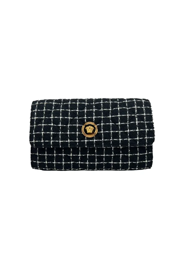 Wallet on a Chain Fabric Black Crossbody Bag