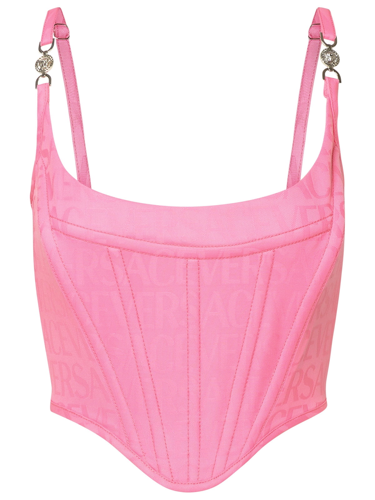 Versace Woman Rose Virgin Wool Corset Top