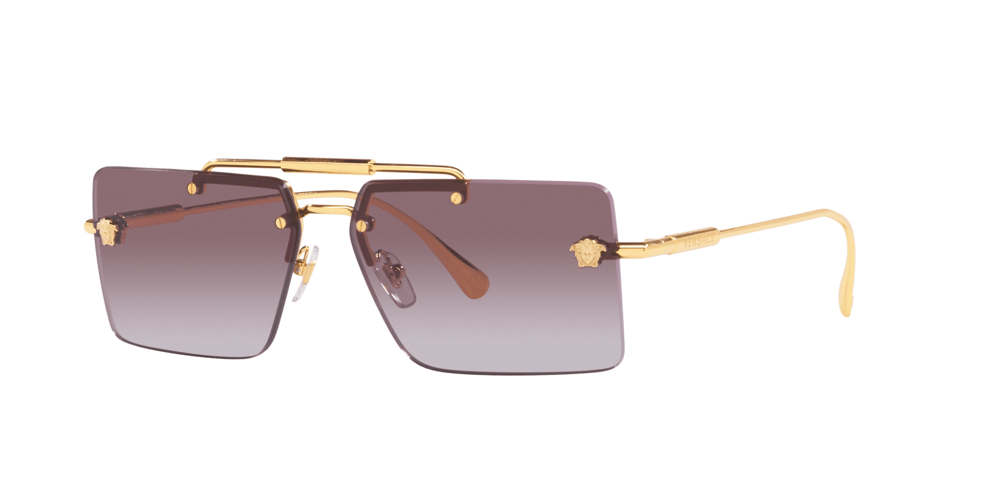 Versace Woman Sunglasses Gold Frame, Fuchsia Lenses, 60MM