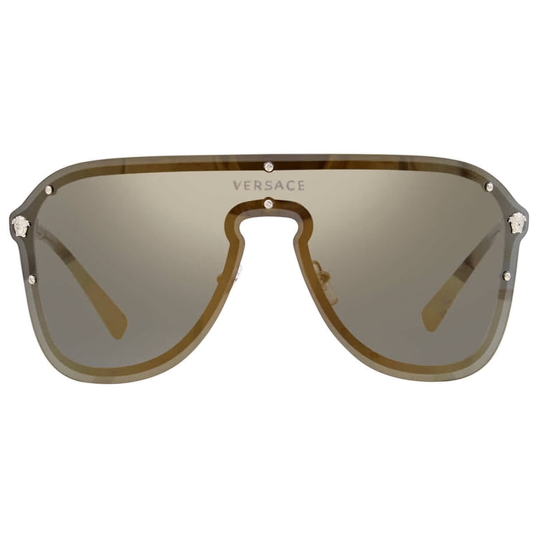 Versace Women\'s Gold Frame Shield Sunglasses with Gray Lenses Versace Grey Shield Ladies Sunglasses VE2265 100287 44  main image 3