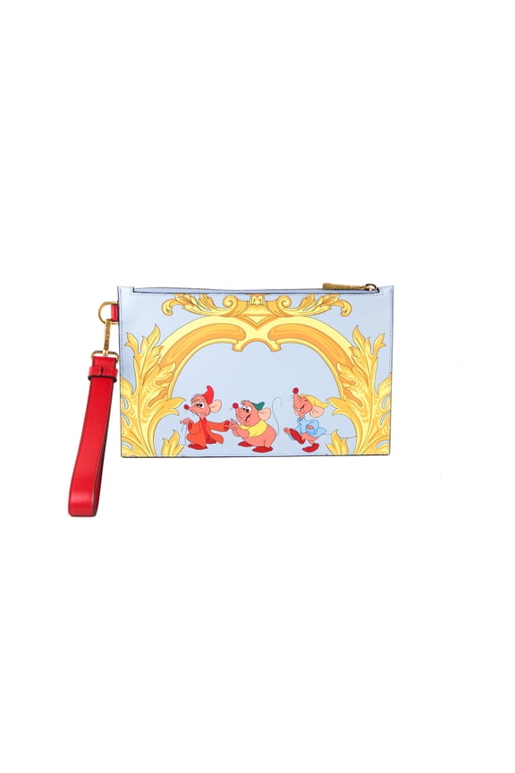 X Disney Cinderella Mice Small Smooth Printed Leather Wrist Clutch Pouch