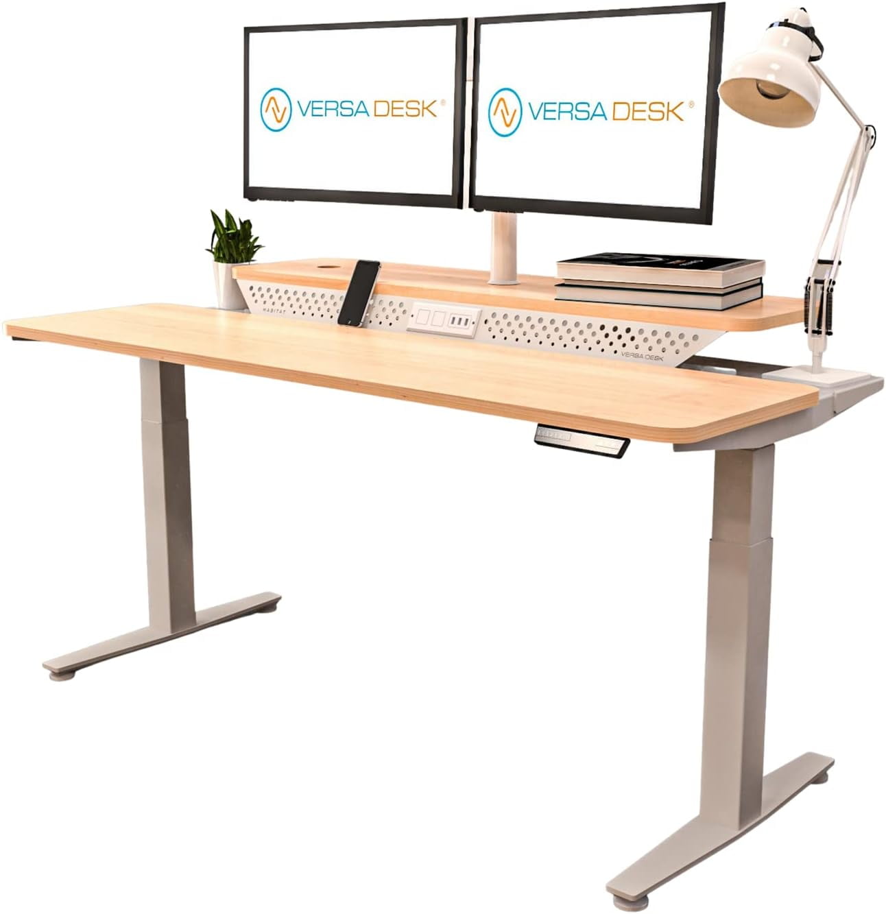 VersaDesk Powerlift Split Level 60x30 Electric Standing Desk Height Adjustable Sit to Stand Desk