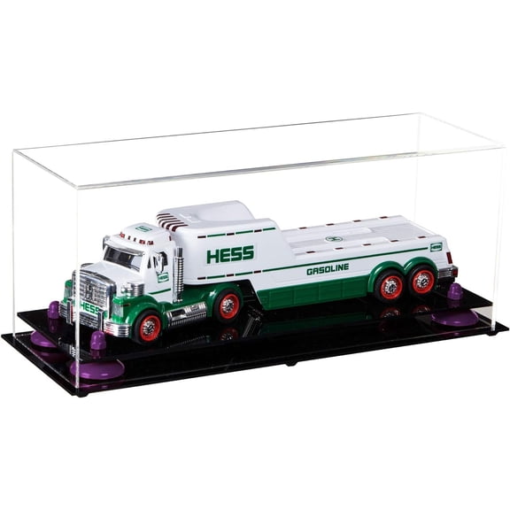 Versaile Clear Display Case - Large Recangle Box Wih Purple Risers And Black Base 17" X 6" X 7" (V46)