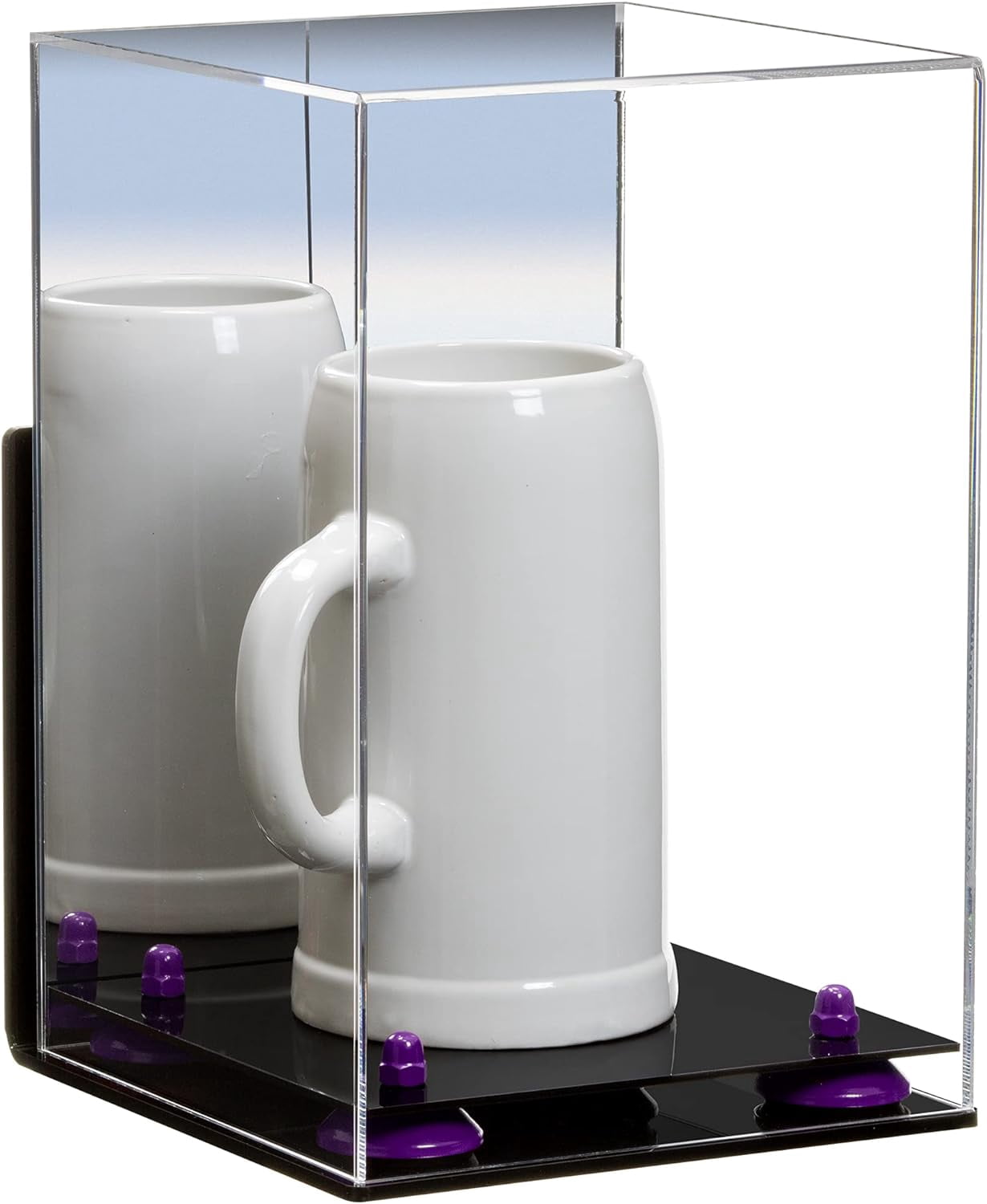 Versatile Display Case - Medium Rectangle Box With Mirror, Wall Mount And White Risers 15 X 8 X 9 A013 Wr