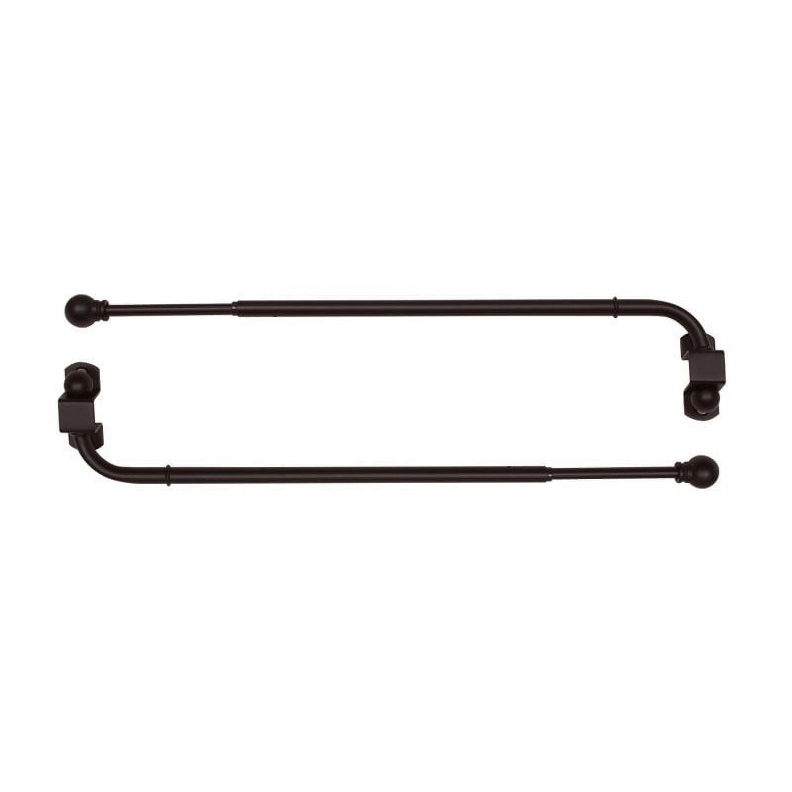 Espresso Adjustable Steel Swing Arm Curtain Rod Pair with Ball Finial