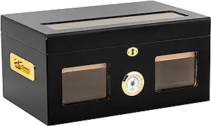 Versailles 100 Cigar Glass Top Humidor, Black