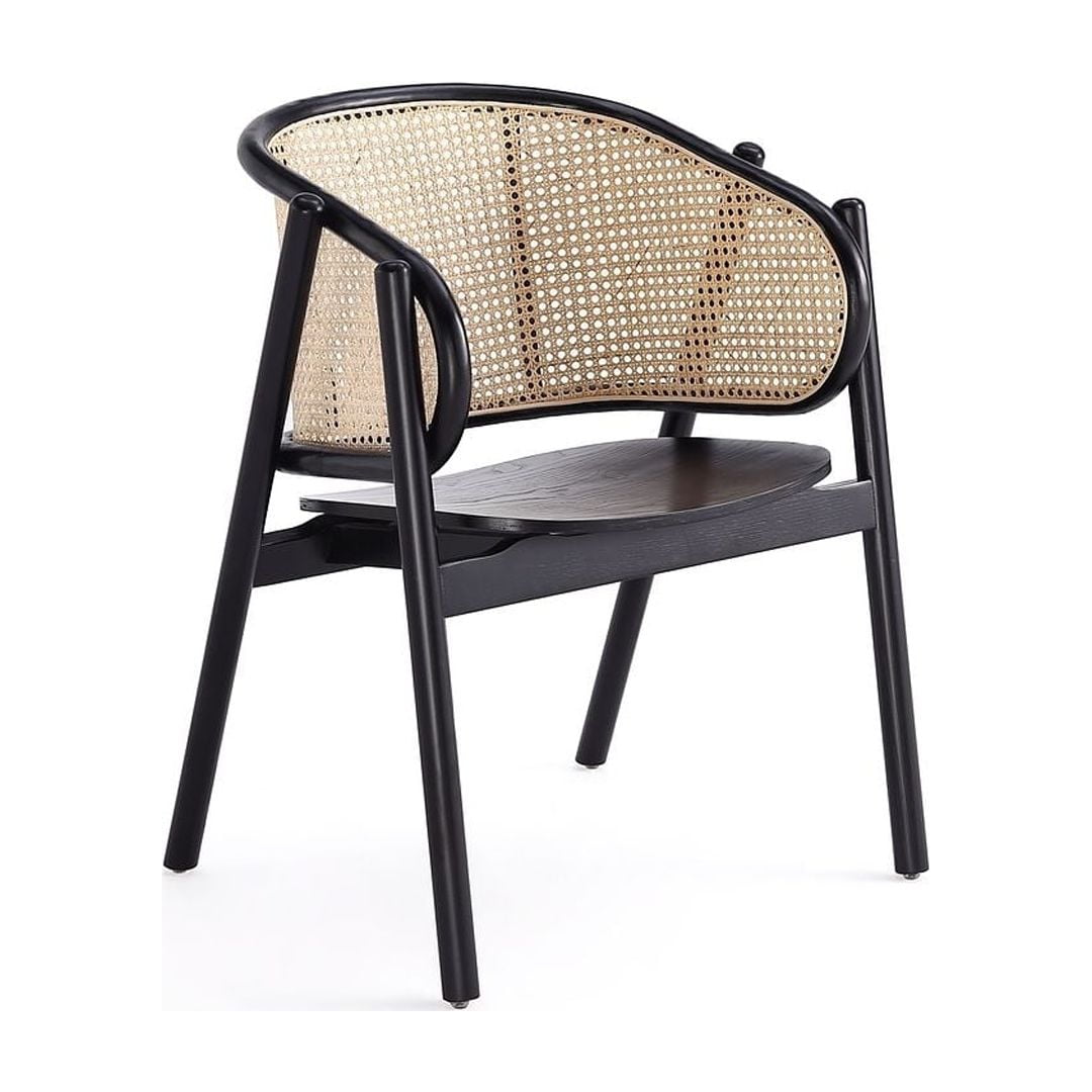 Versailles Black and Natural Cane Ergonomic Accent Chair