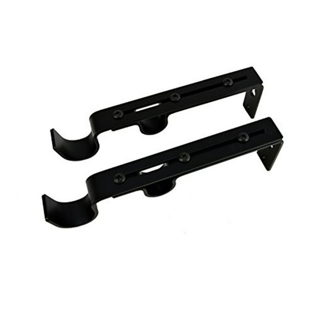 Versailles Double Wall Brackets for 7/8" - 1" Front, and 5/8" - 3/4" Back 6.5" - 9" Projection Pair Black