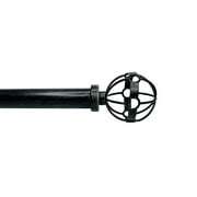 Versailles Esencial Atlas Steel Heavy Duty Curtain Rod Set for Windows 72" - 144" Antique Black