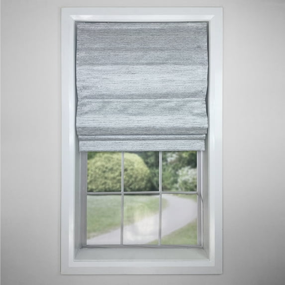 Versailles - Cordless Roman Shade, Caesar Collection, Room Darkening Fabric, 27" x 63", Light Grey