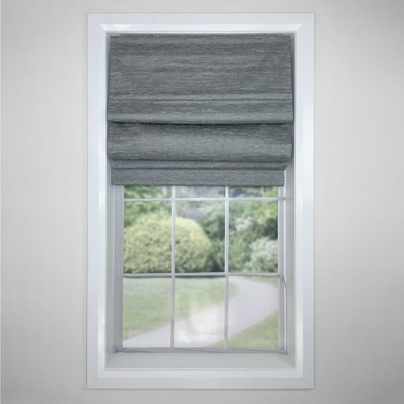 Versailles - Cordless Roman Shade, Caesar Collection, Room Darkening Fabric, 32" x 63", Dark Grey