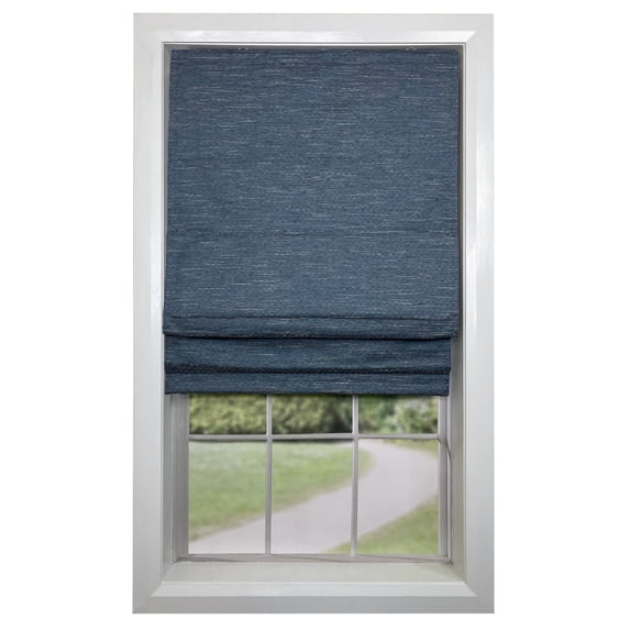 Versailles - Cordless Roman Shade, Caesar Collection, Room Darkening Fabric, 32" x 63", Blue