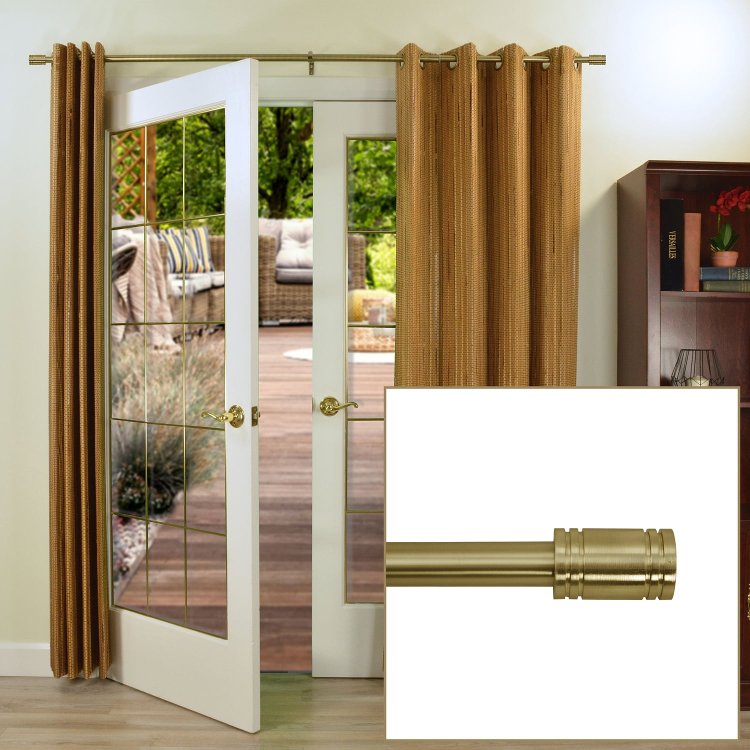 Versailles Lexington Ringlets Steel Heavy Duty Curtain Rod Set for Windows 48" - 86" Gold