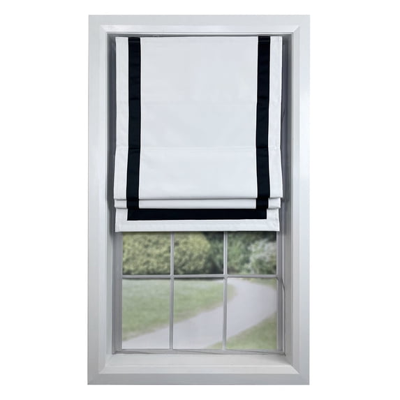 Versailles - Cordless Roman Shade, Valentina Collection, Darkening Fabric, 27" x 63", Black