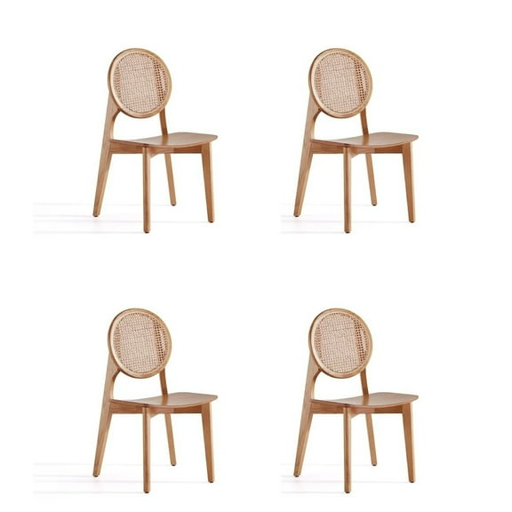Manhattan Comfort Versailles 16.5" Round Wood Dining Chair in Natural (Set of 4)