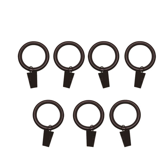Versailles Silent Glide Nylon Lined Clip Rings for 7/8" - 1" Rod 7 Pieces Espresso