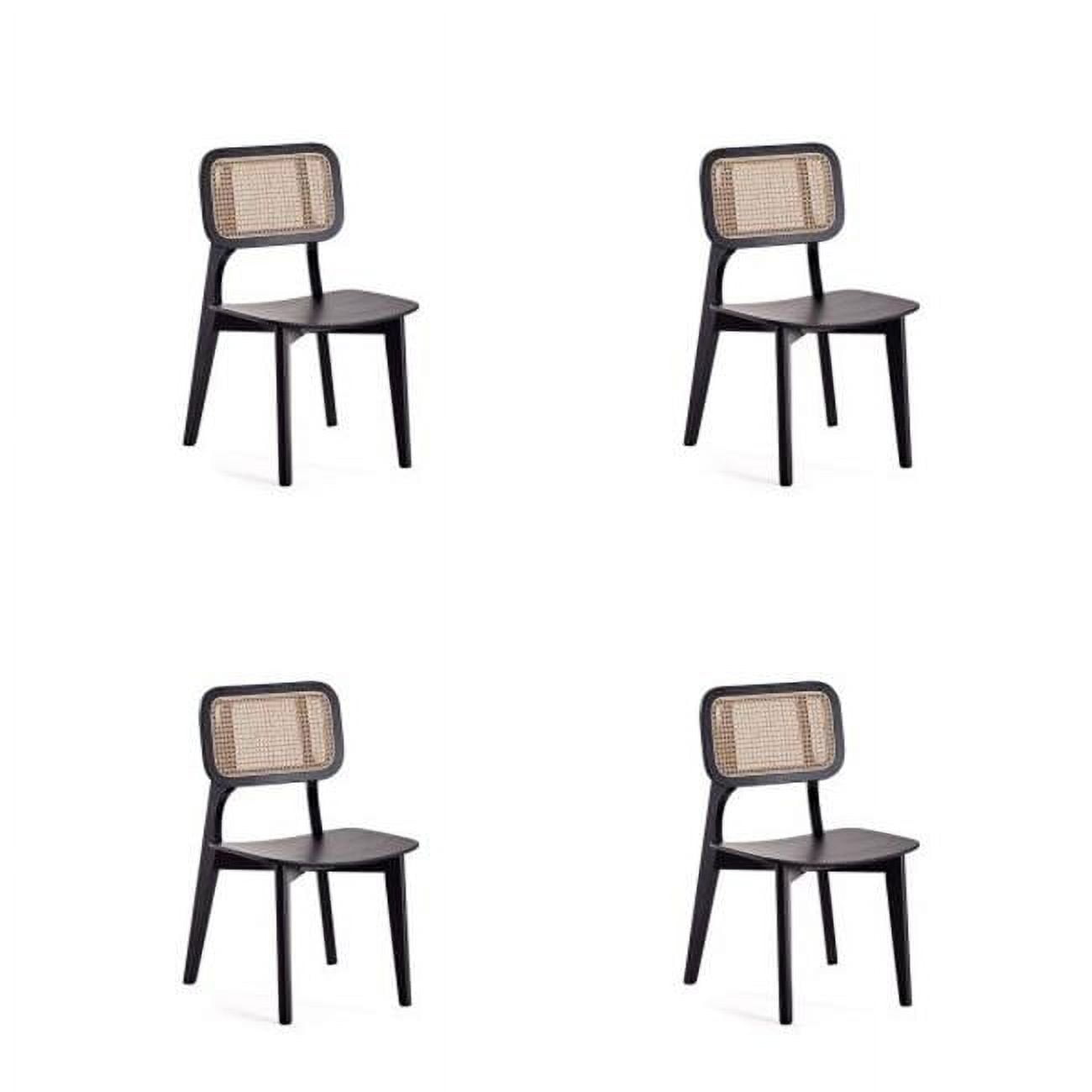 Versailles Black and Natural Cane Dining Chair Set with Ash Wood Frame