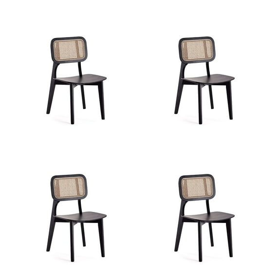 Manhattan Comfort Versailles 16.5" Wood Dining Chair in Black (Set of 4)