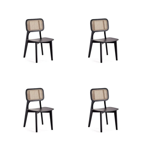Manhattan Comfort Versailles 16.5" Wood Dining Chair in Black (Set of 4)