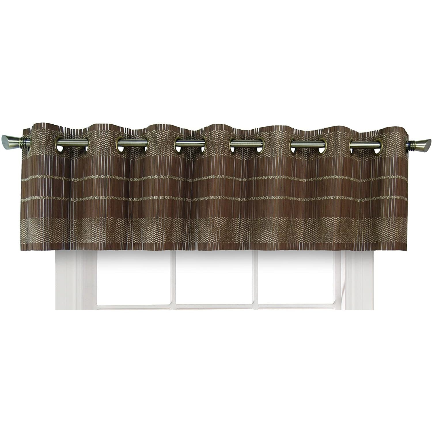 Walnut Bamboo Grommet Top Light-Filtering Valance, 72" x 12"