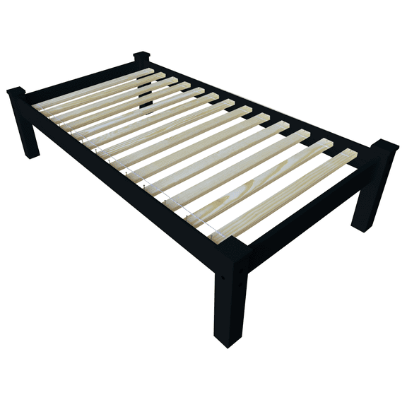 Versaloft Harmony Amish Crafted Solid Wood Twin Bed Frame in Black Paint - Pine Bed Frame Made in the USA by Skilled Craftsmen
