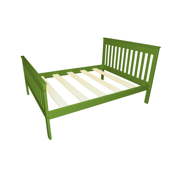 Versaloft Harmony Heavy Duty Queen Amish Wood Bed in Lime Green Paint - Solid Pine Bed with Headboard and Footboard Made in the USA