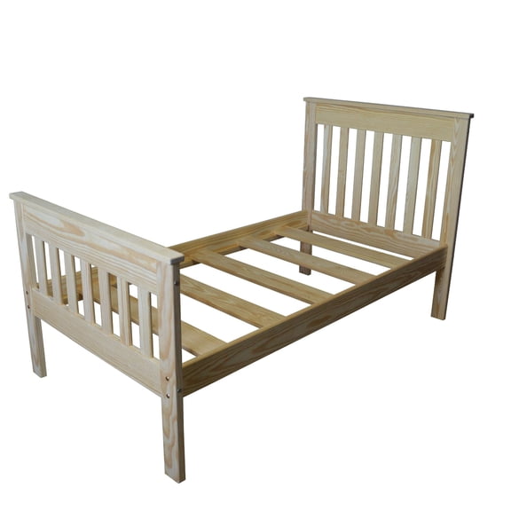 Versaloft Harmony Heavy Duty Twin Amish Wood Bed in Unfinished with Clearcoat- Solid Pine Bed with Headboard and Footboard Made in the USA