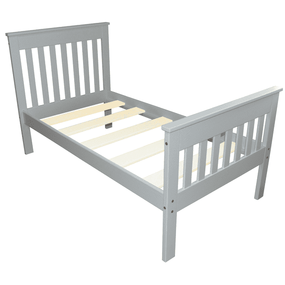 Versaloft Harmony Heavy Duty Twin Amish Wood Bed in White Paint - Solid Pine Bed with Headboard and Footboard Made in the USA