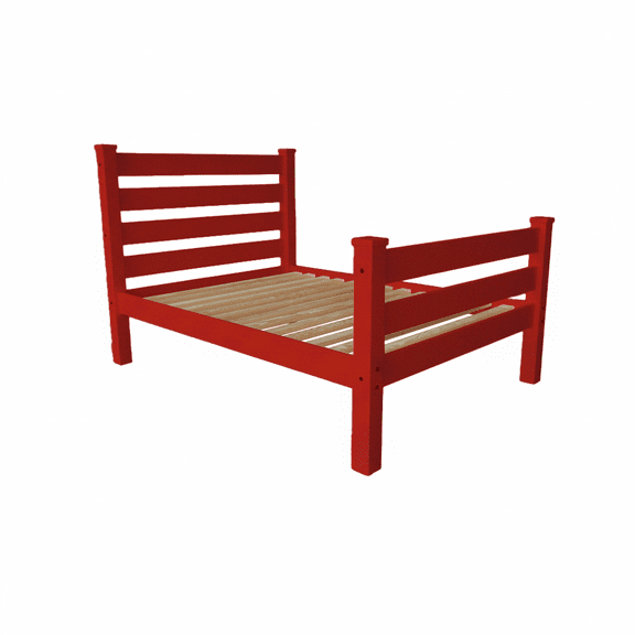 Versaloft Homestead Amish Heavy Duty Full Wood Bed in Tractor Red Paint - Solid Pine Bed with Headboard and Footboard Made in the USA