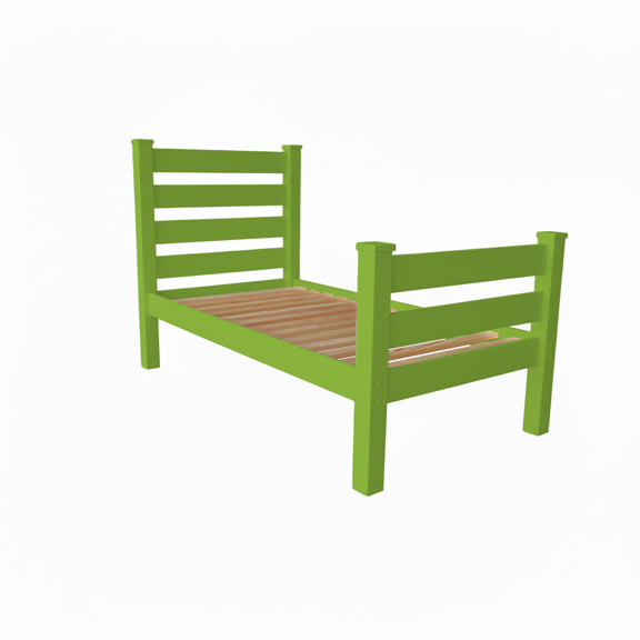 Versaloft Homestead Amish Heavy Duty Twin Wood Bed in Lime Green Paint - Solid Pine Bed with Headboard and Footboard Made in the USA