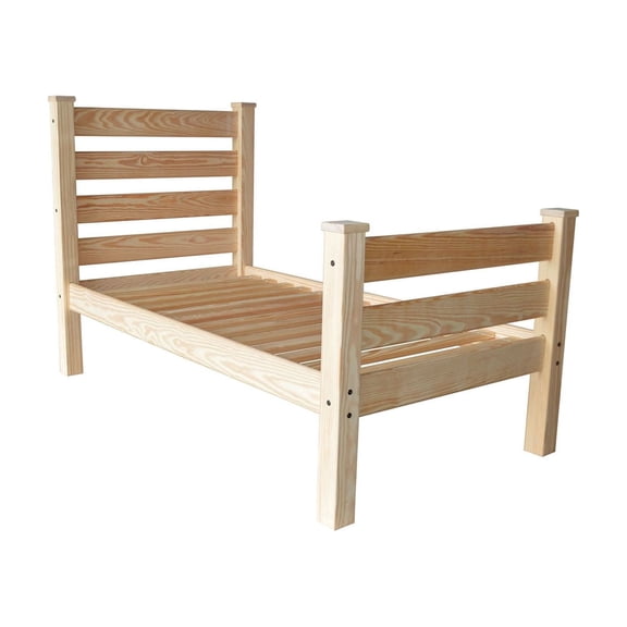 Versaloft Homestead Amish Heavy Duty Twin Wood Bed in Unfinished - Solid Pine Bed with Headboard and Footboard Made in the USA