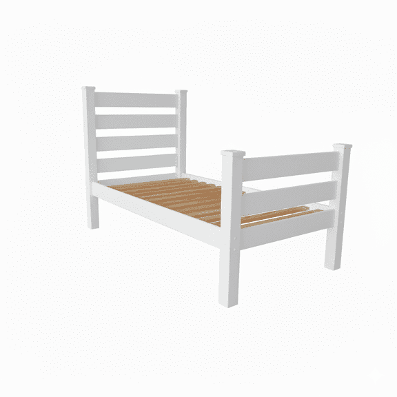 Versaloft Homestead Amish Heavy Duty Twin Wood Bed in White Paint - Solid Pine Bed with Headboard and Footboard Made in the USA