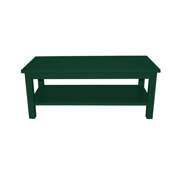 Versaloft Solid Wood Amish Coffee Table with Shelf in Dark Green Paint - Living Room Conversation Table Made in the USA