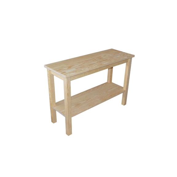 Versaloft Solid Wood Amish Console Table with Shelf Unfinished - Made in the USA, Perfect for Hallways, Behind Living Room Couches, and More
