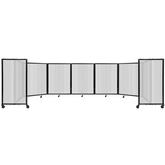 Versare Polycarbonate Room Divider 360 Portable Wall Partition | Freestanding Office Dividers | Locking Wheels | Privacy Screen Panels - 19'6" x 4' Clear Thermoplastic Polymer
