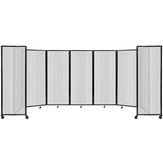 Versare Polycarbonate Room Divider 360 Portable Wall Partition | Freestanding Office Dividers | Locking Wheels | Privacy Screen Panels - 19'6" x 6'10" Clear Thermoplastic Polymer