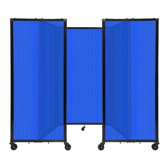 Versare Polycarbonate Room Divider 360 Portable Wall Partition | Freestanding Office Dividers | Locking Wheels | Privacy Screen Panels - 8'6" x 5' Blue Thermoplastic Polymer