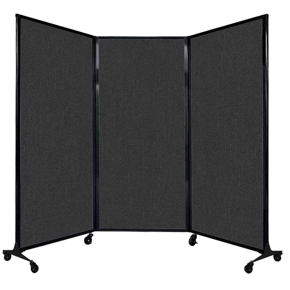 Versare QuickWall Folding Portable Partition Black Frame | 3 Panels | 8'4" x 5'10" Black Fabric
