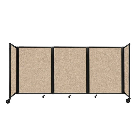 "Versare Room Divider 360 Portable Wall Partition | 3 Panels Wide | 8'6" x 4' Beige Fabric Panels"