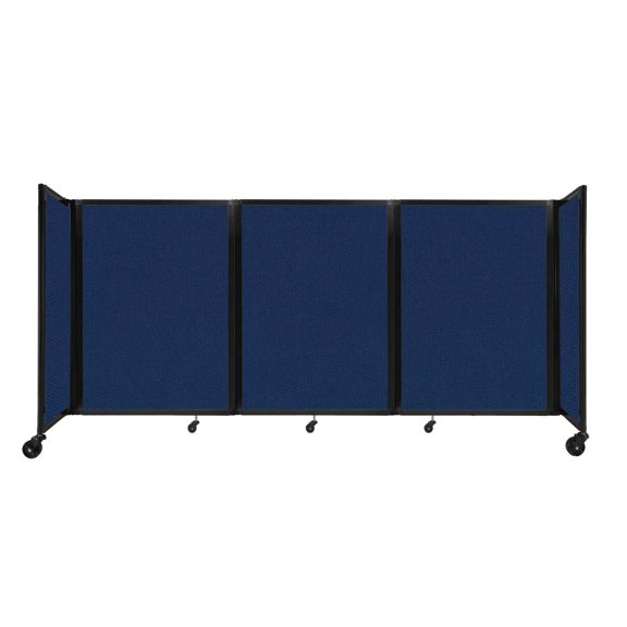 "Versare Room Divider 360 Portable Wall Partition | 3 Panels Wide | 8'6" x 4' Navy Blue Fabric Panels"
