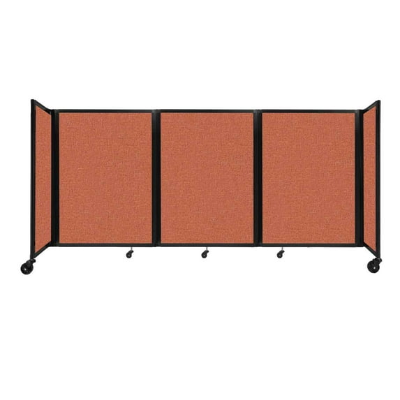 "Versare Room Divider 360 Portable Wall Partition | 3 Panels Wide | 8'6" x 4' Papaya Fabric Panels"