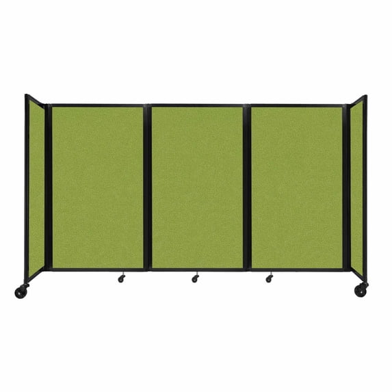 "Versare Room Divider 360 Portable Wall Partition | 3 Panels Wide | 8'6" x 5' Lime Green Fabric Panels"